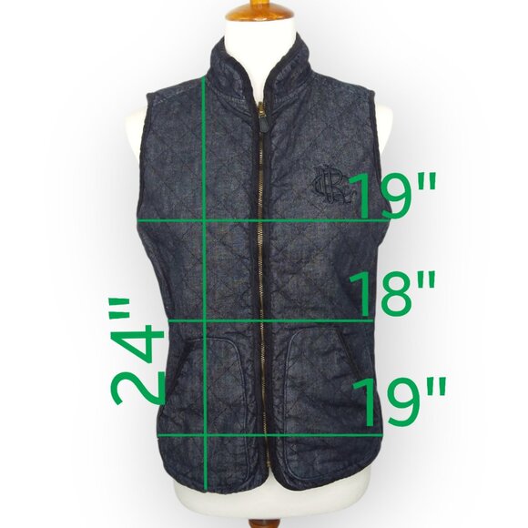 Vtg Ralph Lauren Quilted Vest Size Medium Equestrian Dark Denim Reversable - Picture 3 of 13